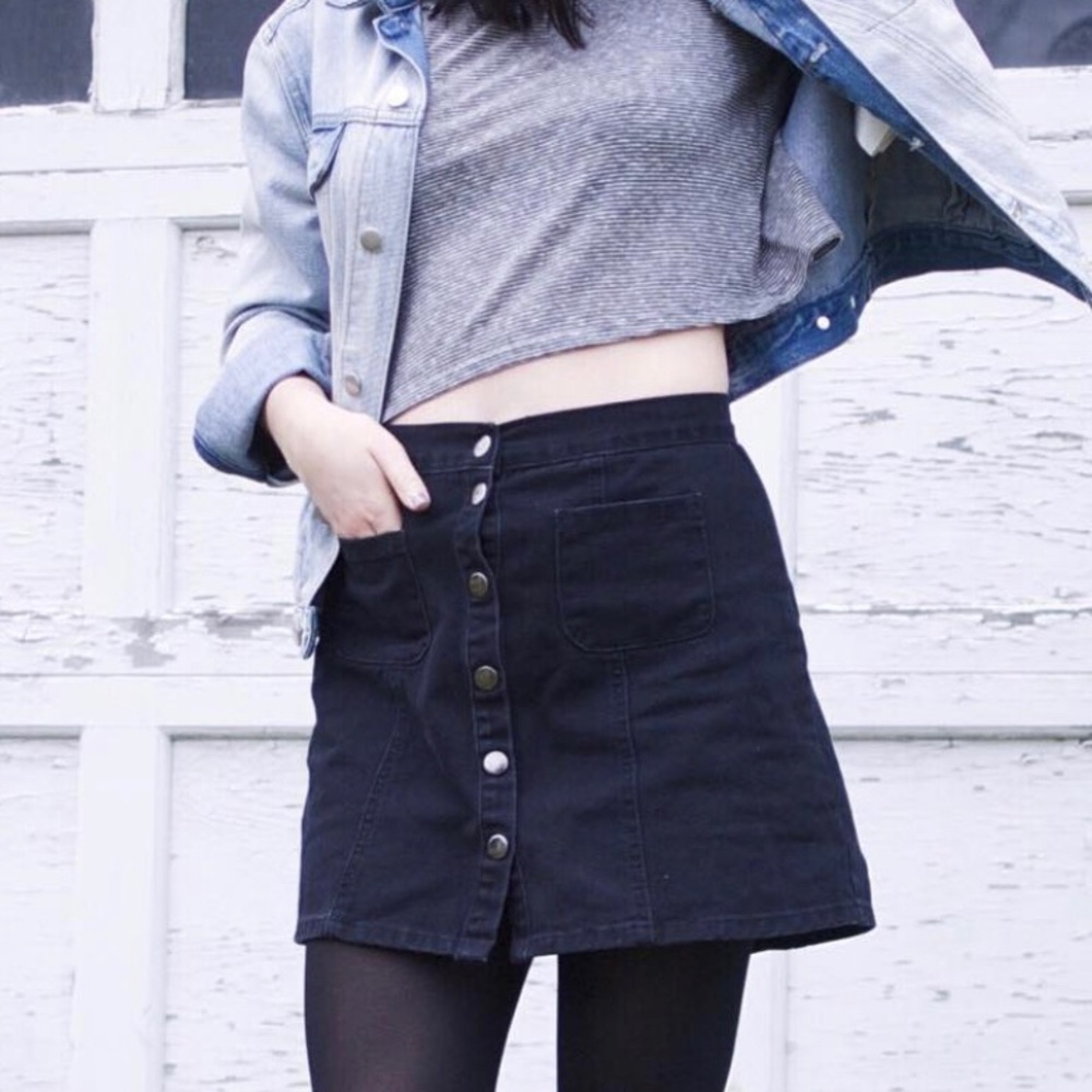 BDG Denim Button-Front Skirt